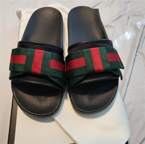 gucci web bow slides.